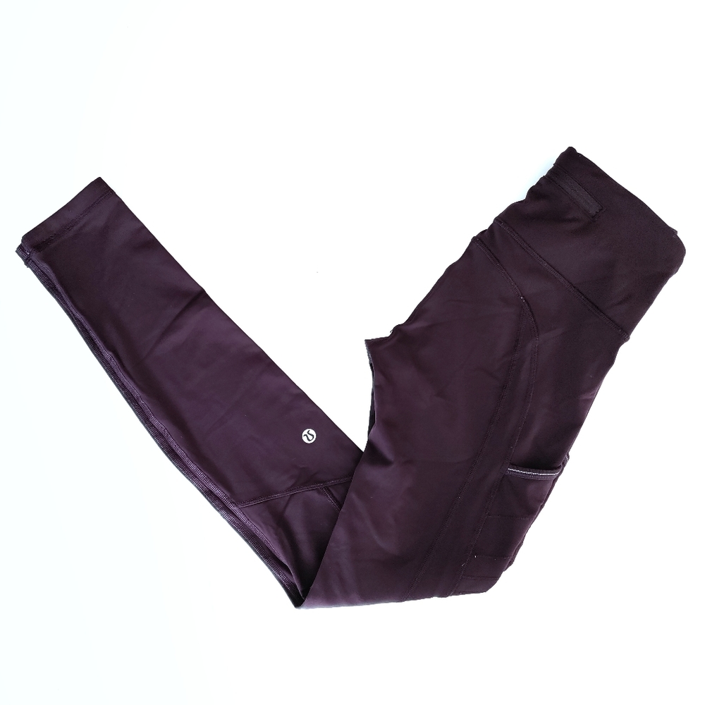 Lululemon Full Length Purple Leggings with Side Pockets -  2